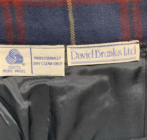 David Brooks Ltd Vintage Skirt Plaid Pleated Wool Blue Tartan Knee 14 - Fresh Stock Dated February 2026