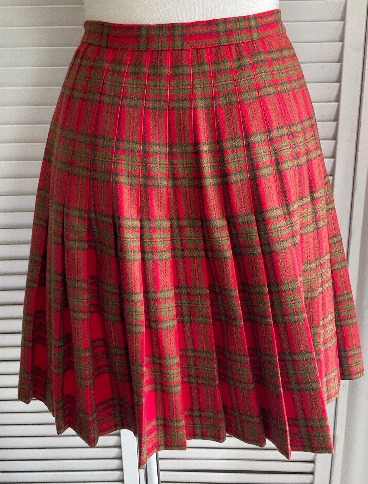 Vintage 60s Plaid skirt short kilt tartan green&red made in Canada  S/M - Fresh Stock Dated March 2026