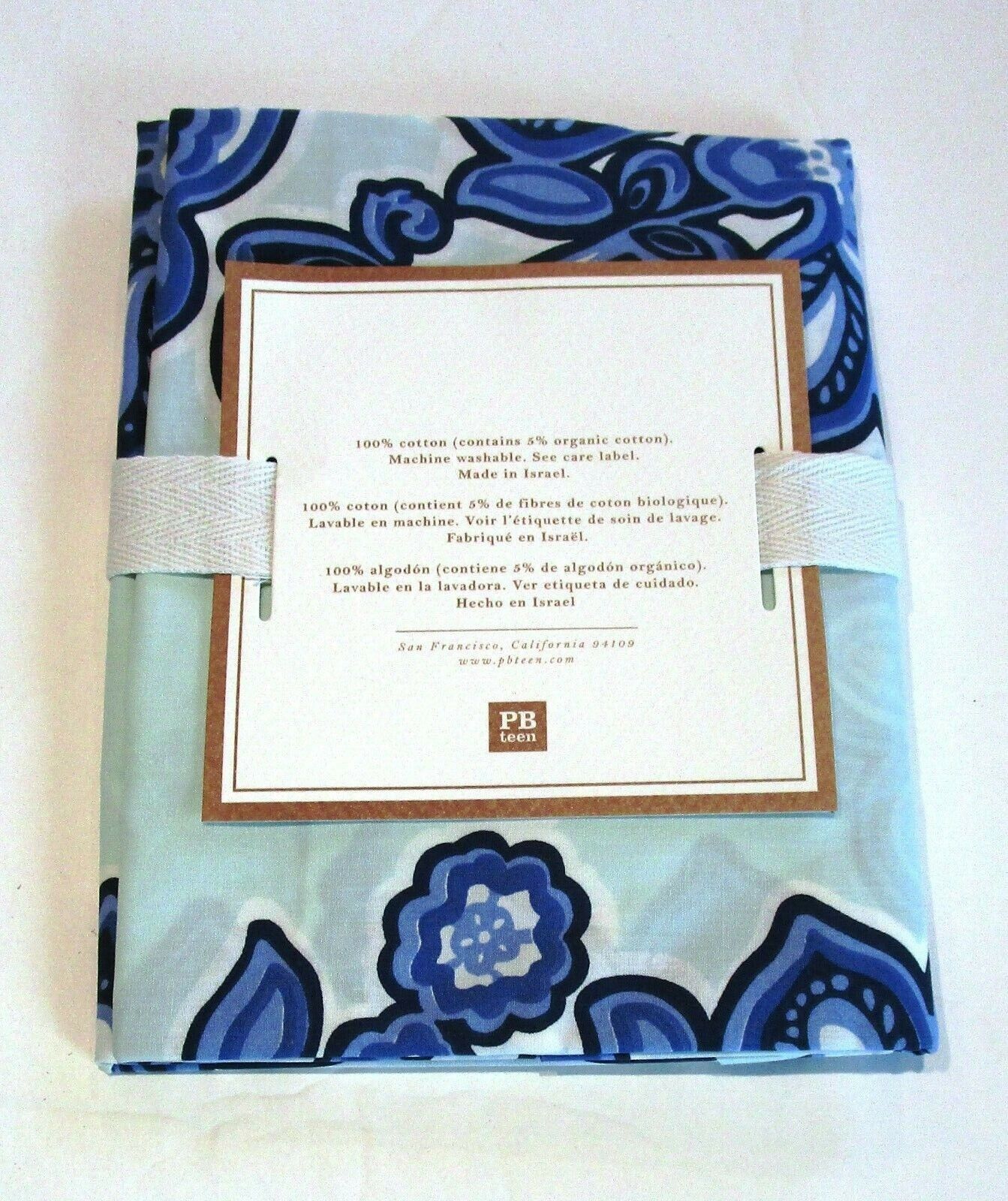 New PREPPY CERAMIC Sham POTTERY BARN TEEN Standard Size * Blue Floral - Fresh Stock Dated February 2026