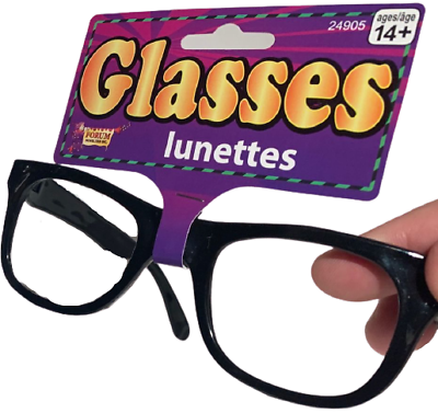 BLACK EYE FRAME GLASSES Buddy Holly Nerd 50's Costume Funny Joke Dork Geek Clown - Fresh Stock Dated December 2025