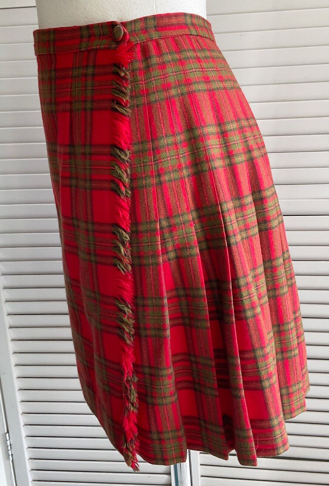 Vintage 60s Plaid skirt short kilt tartan green&red made in Canada  S/M - Fresh Stock Dated March 2026