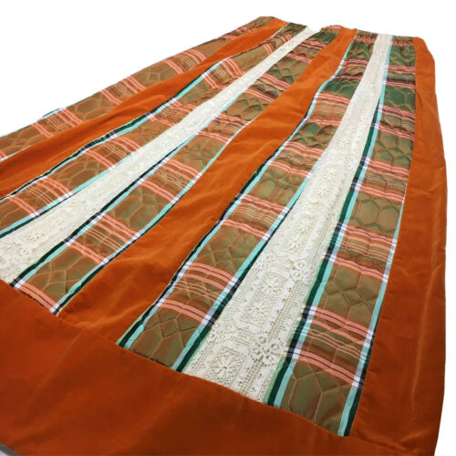 Vintage Chessa Davis 70s Orange Velvet Quilted Nylon Plaid Lace Cottage Skirt - Fresh Stock Dated February 2026