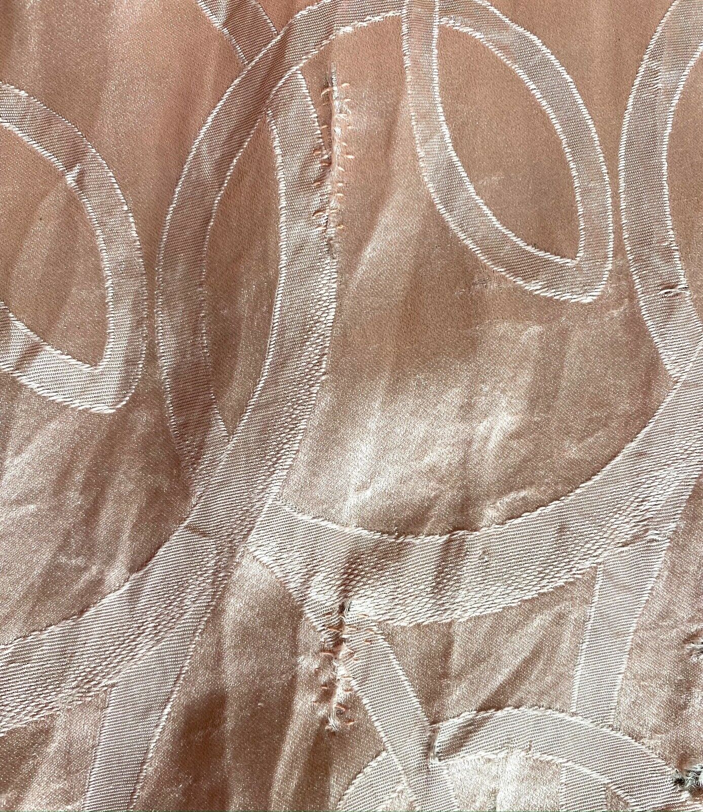 Antique Pretty Pink Silk Jacquard Trained Skirt Victorian 31