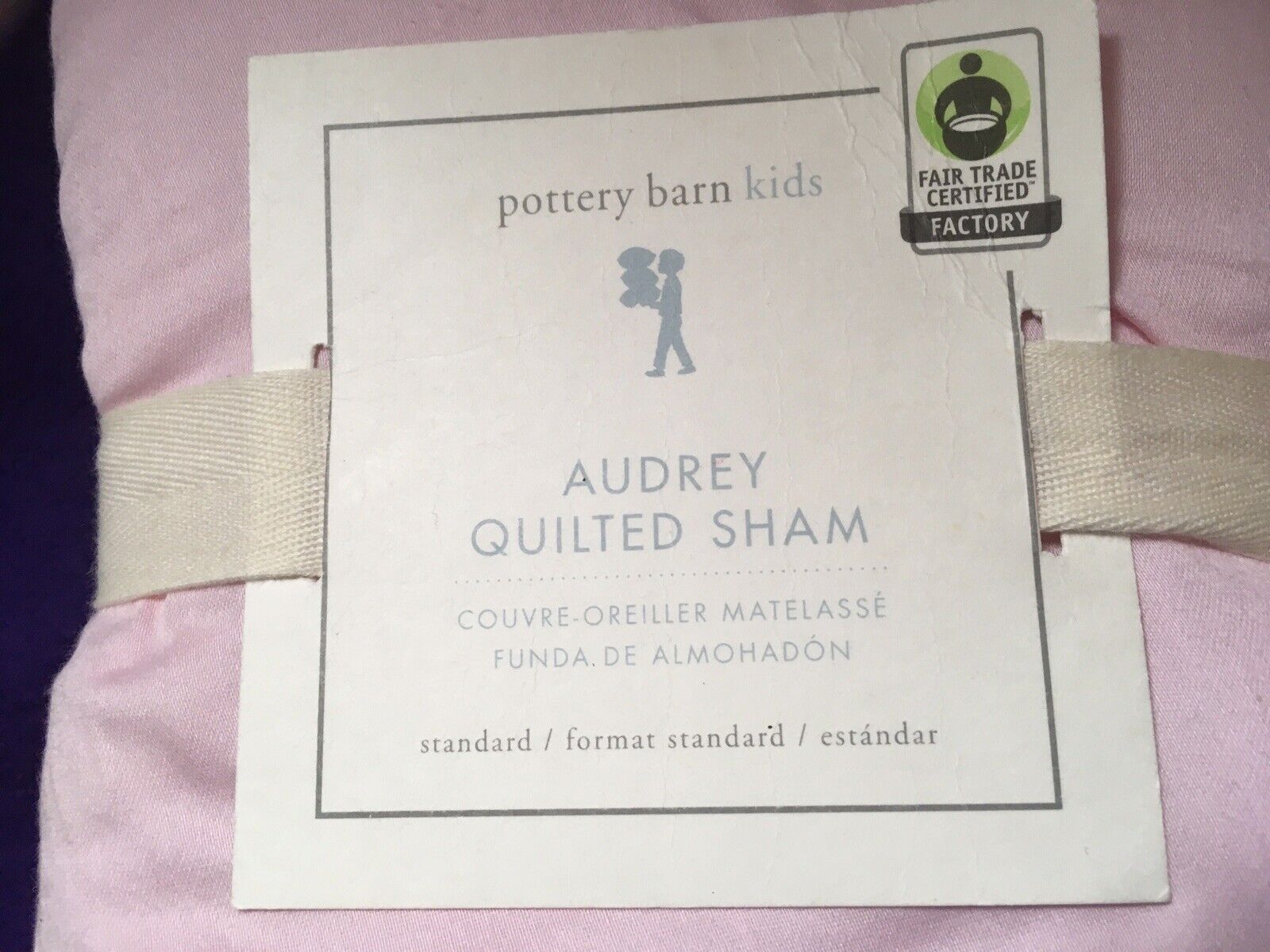 New! POTTERY BARN KIDS Lt. Pink AUDREY Quilted Pillow Sham - Standard Size - Fresh Stock Dated February 2026
