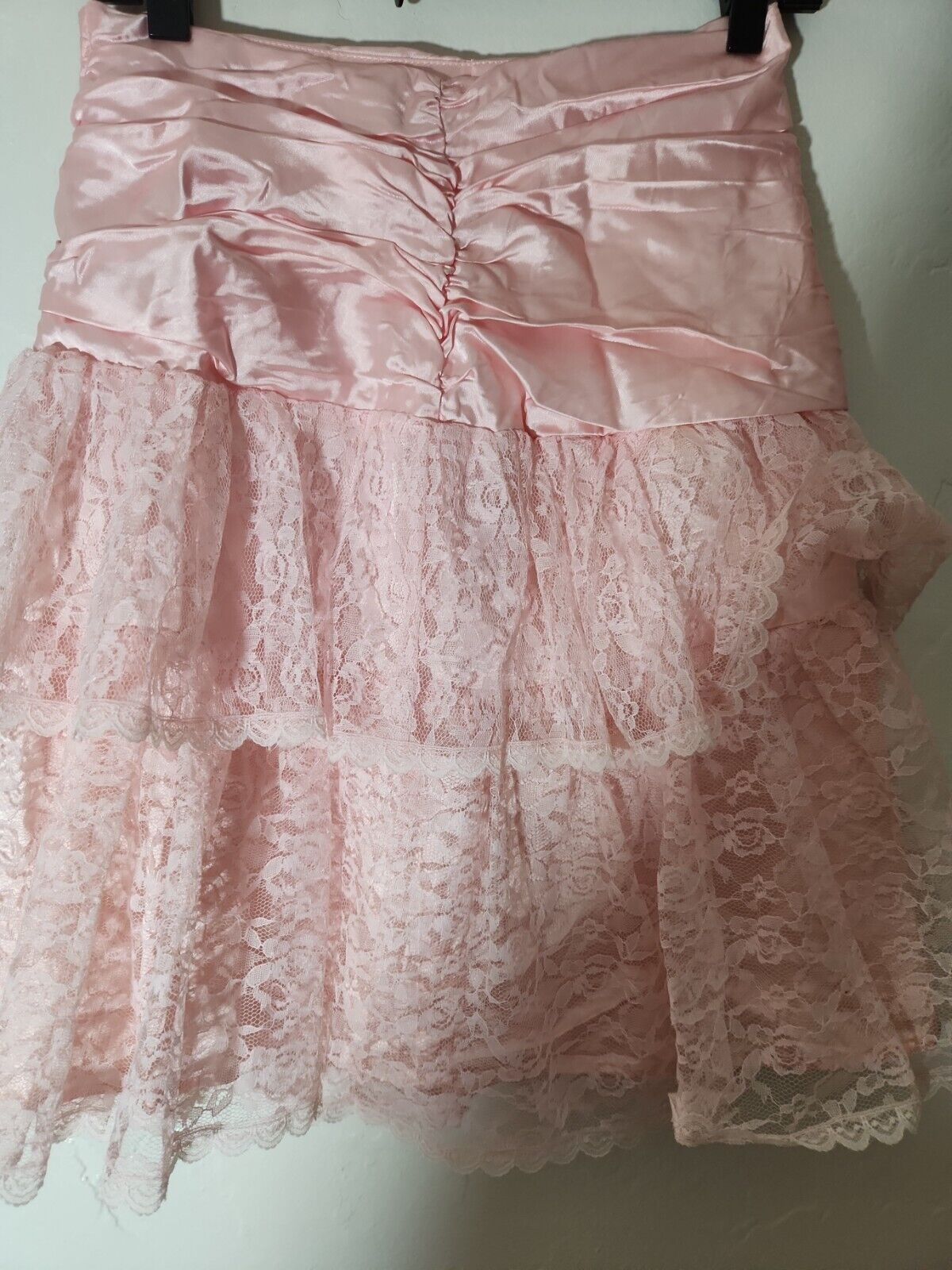 vintage skirt 1980 s pink satin w/ lace overlay sz 9-10 80's great - Fresh Stock Dated February 2026