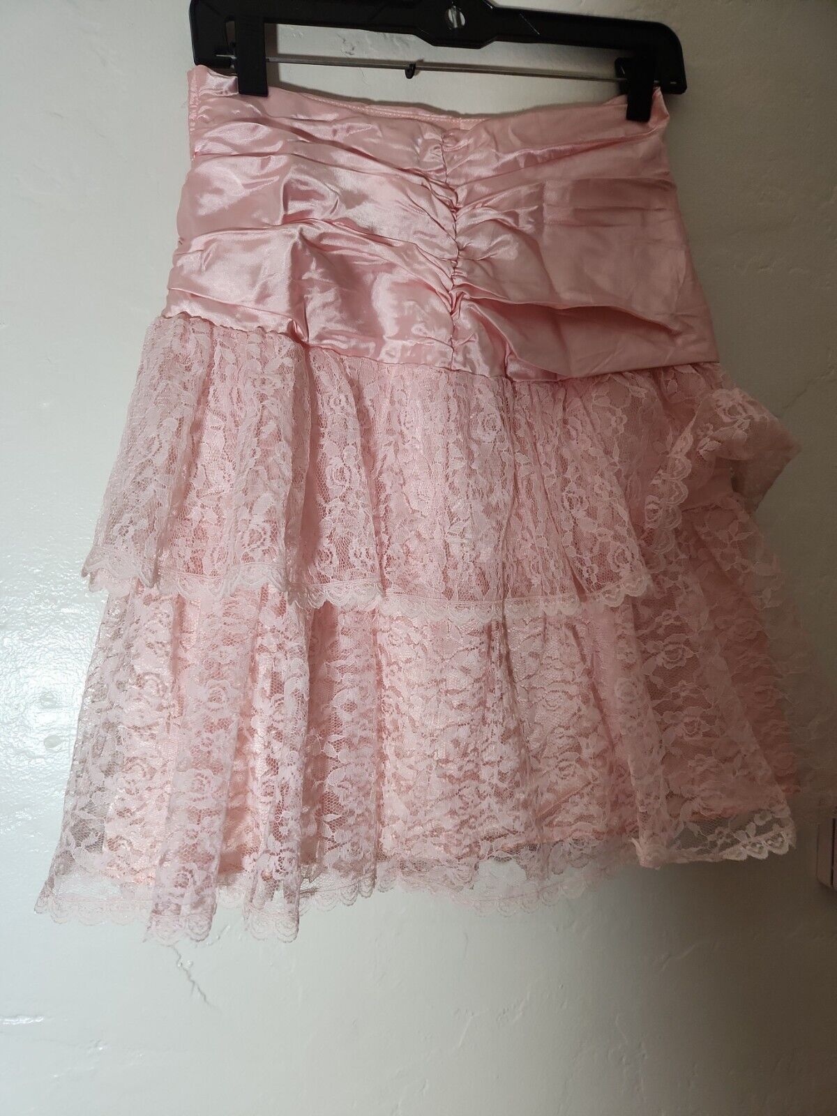 vintage skirt 1980 s pink satin w/ lace overlay sz 9-10 80's great - Fresh Stock Dated February 2026