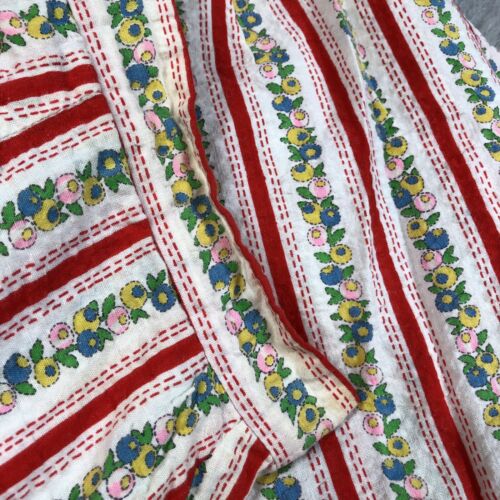 Vintage Handmade Womens Red Multicolored Floral Striped Skort Button Up - Fresh Stock Dated February 2026
