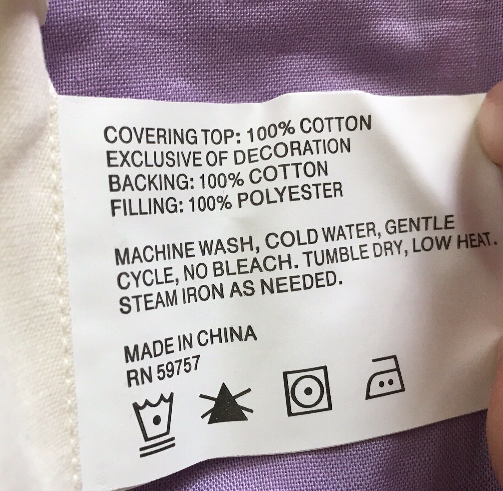 Butterfly Standard Pillow Sham Embroidered Detail Appliqué Design Lavender Multi - Fresh Stock Dated February 2026