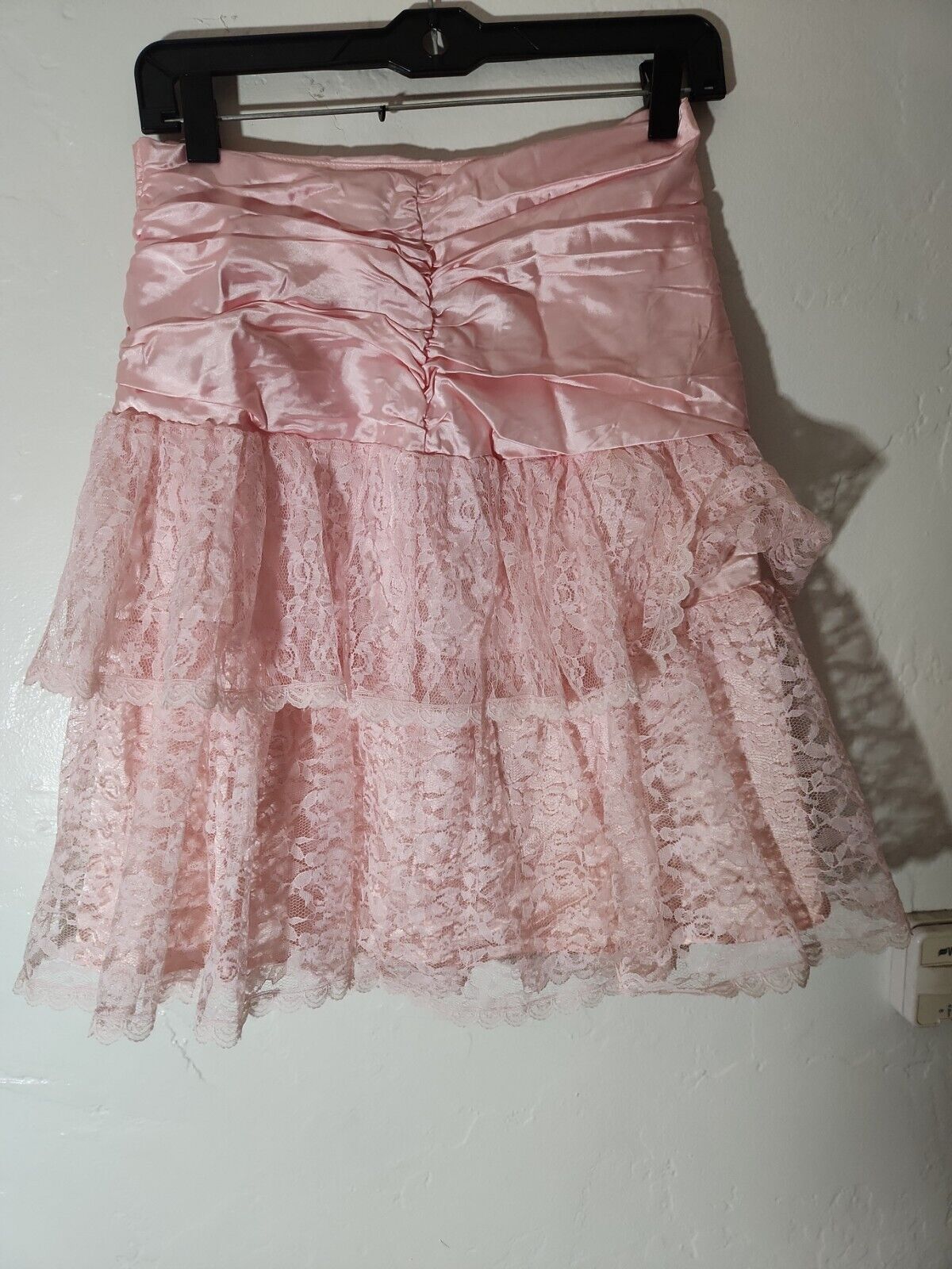 vintage skirt 1980 s pink satin w/ lace overlay sz 9-10 80's great - Fresh Stock Dated February 2026