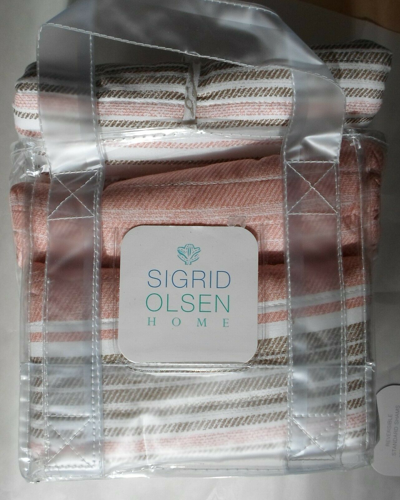 2pc Sigrid Olson Stiped Seashells Pillow Shams Coral Brown White 21 x27 Standard - Fresh Stock Dated February 2026
