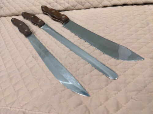 3 CUTCO Knives with Wall Mount Holder No. 22, 23, 24 Brown Handles - Fresh Stock Dated December 2025
