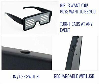BLUE LED Flash Glasses 8 Adjustable Patterns Luminous Flashing Shades Eye Wea... - Fresh Stock Dated February 2026