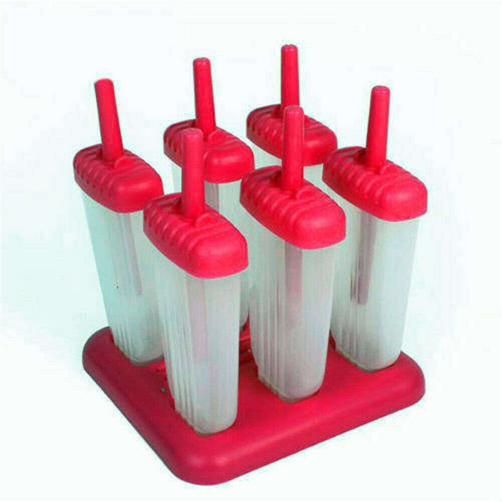 DIY Pop Frozen Mold 6 Cell Ice Cream Popsicle Maker Lolly Mould Tray Kitchen - Fresh Stock Dated February 2026