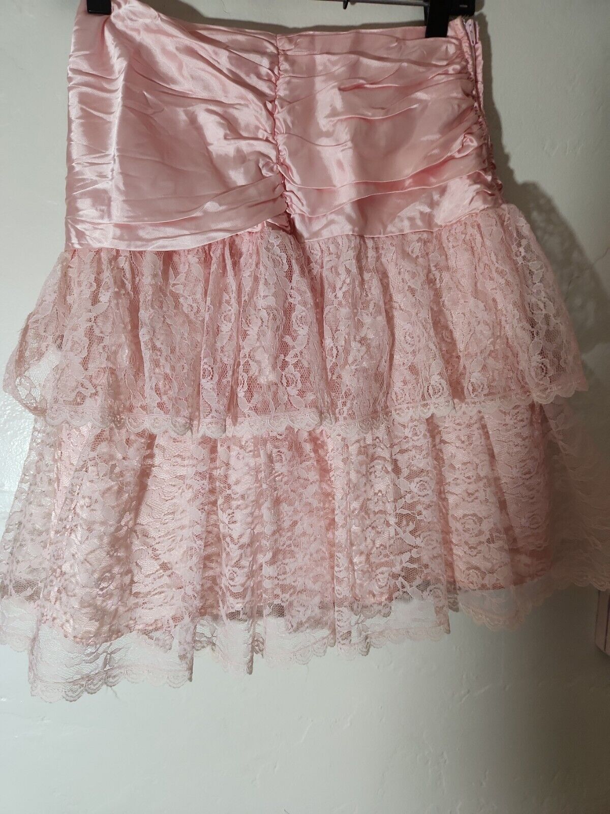 vintage skirt 1980 s pink satin w/ lace overlay sz 9-10 80's great - Fresh Stock Dated February 2026