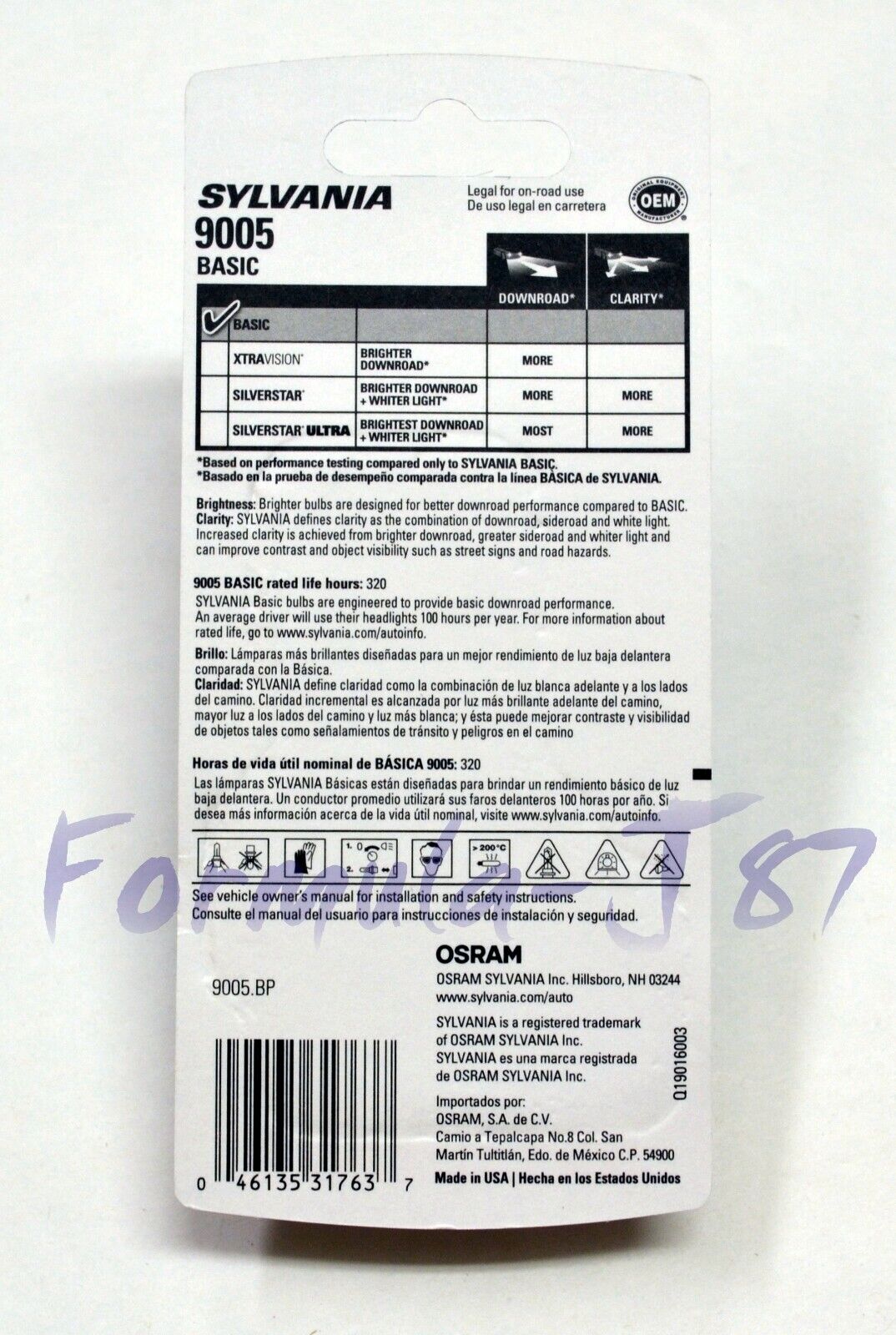 Sylvania Basic 9005 HB3 65W Two Bulbs Head Light Low Beam Halogen Plug Play OE - Fresh Stock Dated February 2026