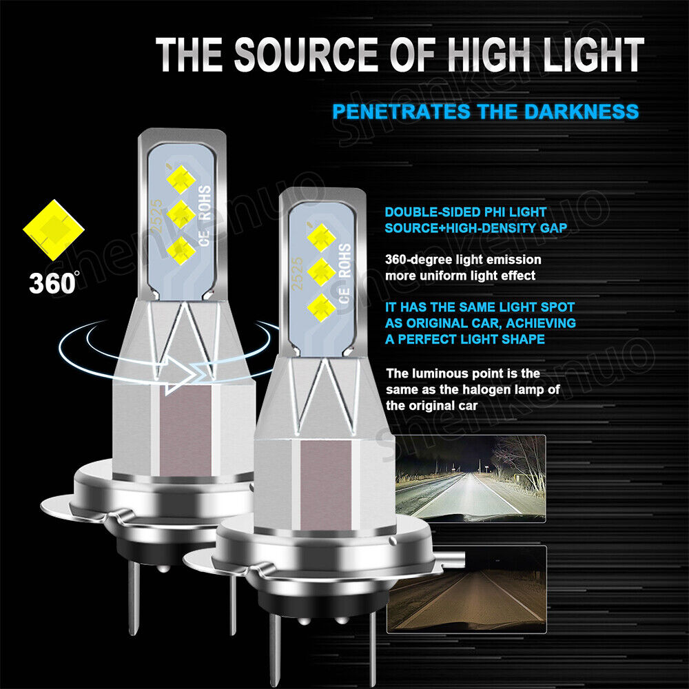 For Honda Goldwing GL1800 2001-2016 Motorcycle LED Headlight Kit H7 6000K Bulbs - Fresh Stock Dated March 2026