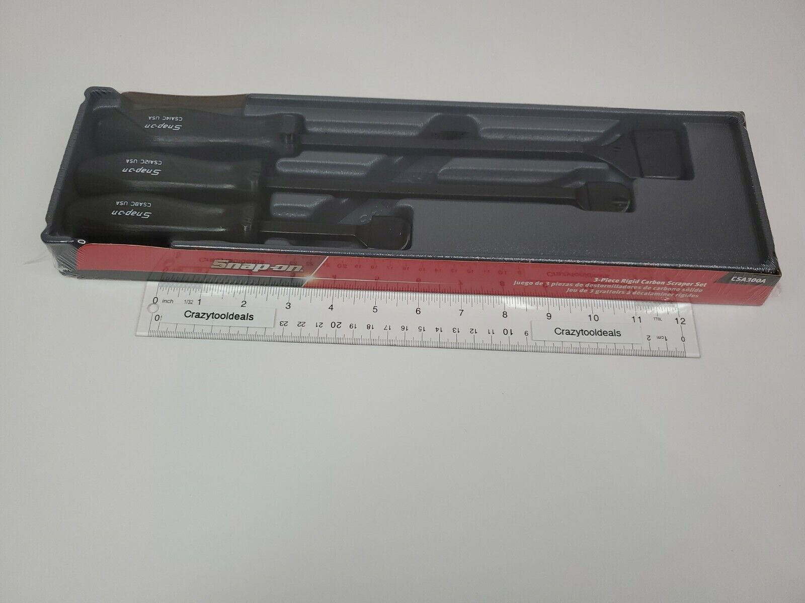 Snap On Tools NEW CSA300A 3 Piece Black Hard Handle Rigid Carbon Scraper Set USA - Fresh Stock Dated February 2026