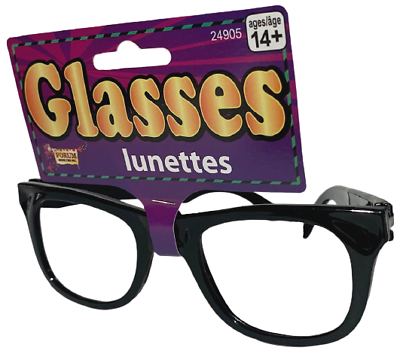BLACK EYE FRAME GLASSES Buddy Holly Nerd 50's Costume Funny Joke Dork Geek Clown - Fresh Stock Dated December 2025