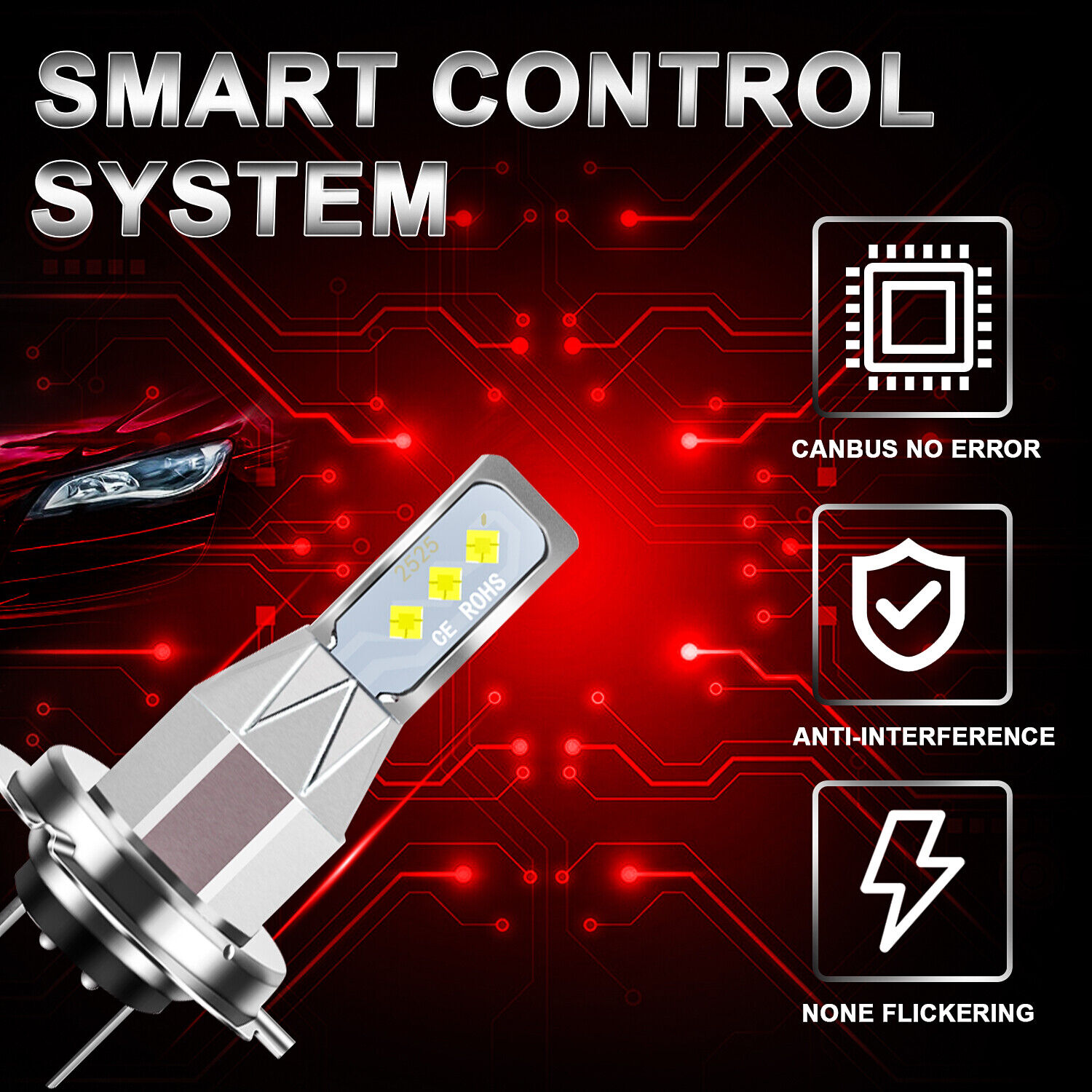 For Honda Goldwing GL1800 2001-2016 Motorcycle LED Headlight Kit H7 6000K Bulbs - Fresh Stock Dated March 2026