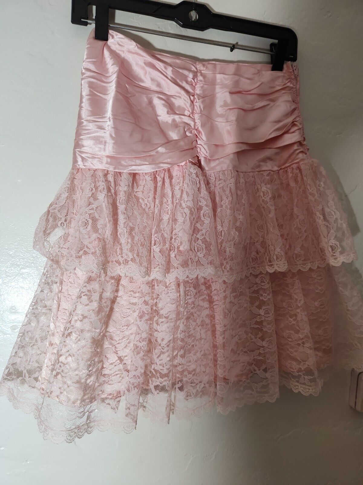 vintage skirt 1980 s pink satin w/ lace overlay sz 9-10 80's great - Fresh Stock Dated February 2026