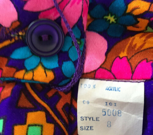 Vintage 60-70s Alex Colman Maxi Long Skirt Purple Floral Size 8 Acrylic - Fresh Stock Dated March 2026