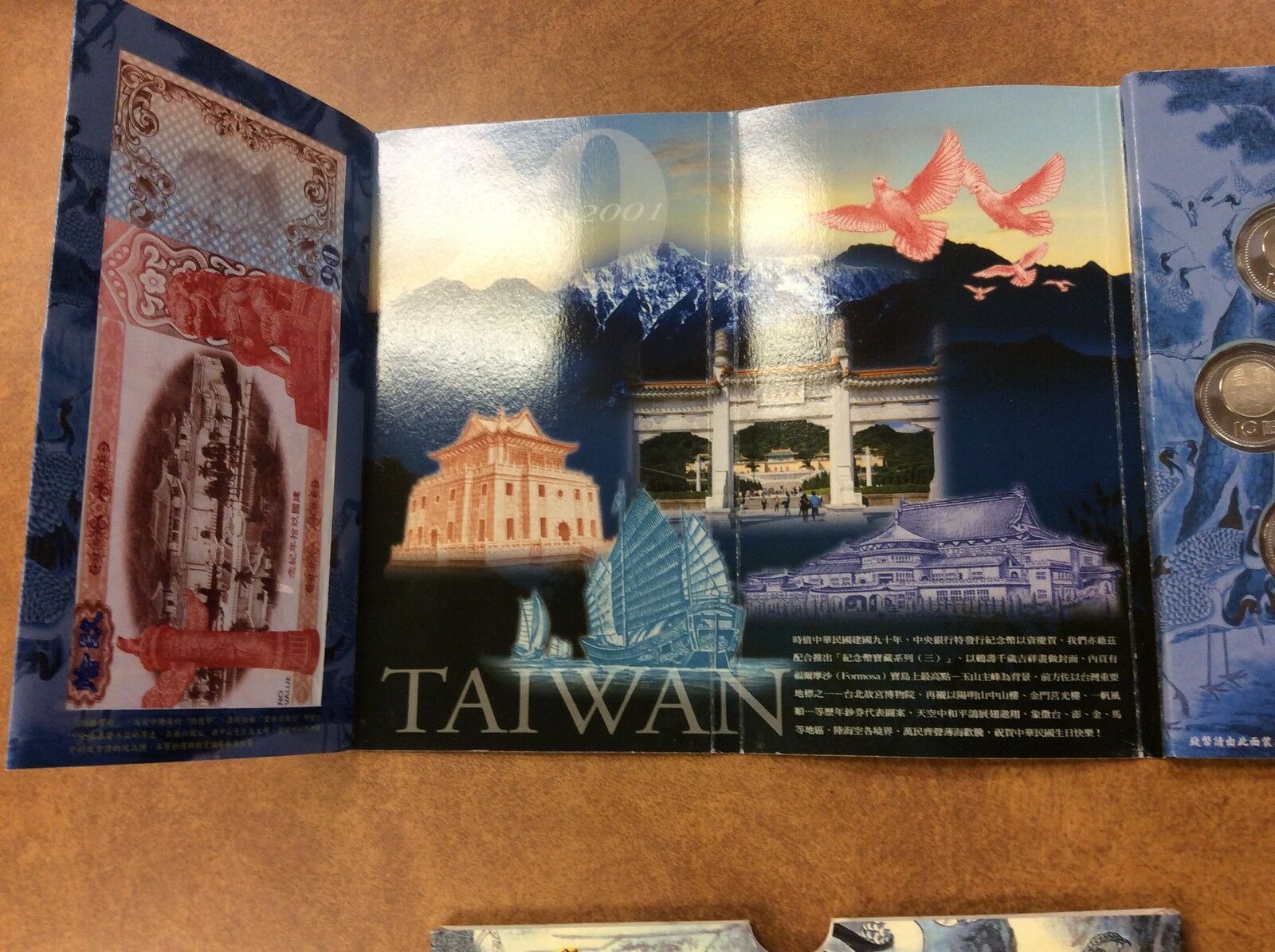 China Taiwan 2001 90TH ANNIV SUN YAT SEN mint set 5 coins 90 facimile note 28mm - Fresh Stock Dated February 2026