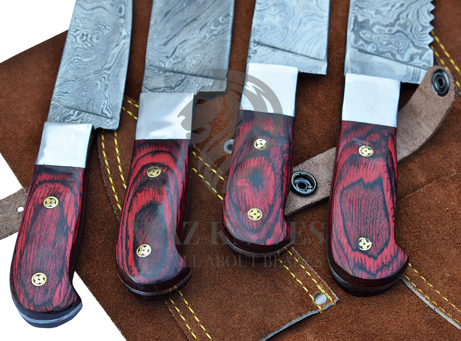 Hand Forged Damascus Chef’s Knife Set W Bread Cutter | Steak Knives | Chef Blade - Fresh Stock Dated January 2026