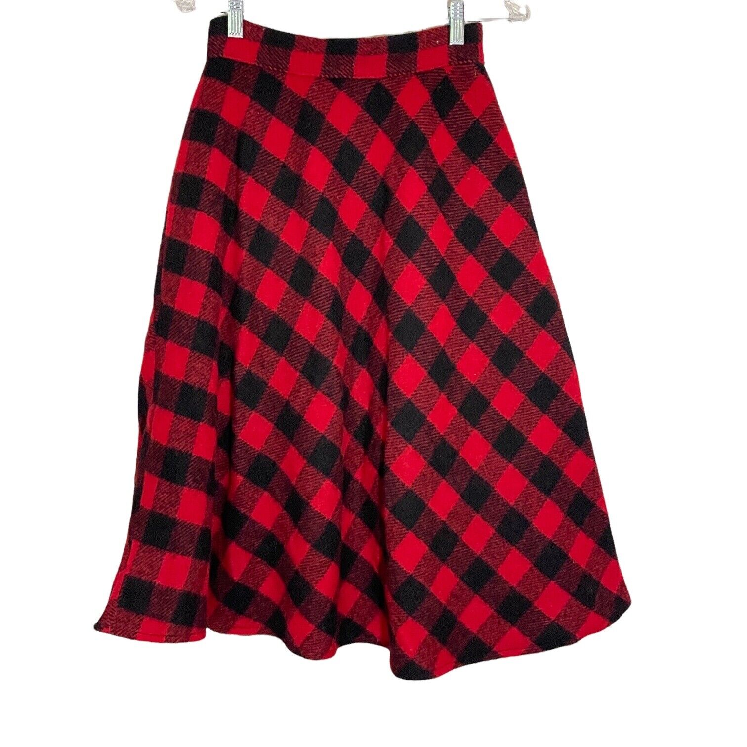 Vintage Woolrich Red & Black Plaid A-Line Button Up Skirt:  Size M - Fresh Stock Dated March 2026