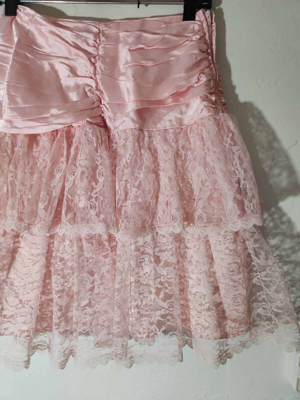 vintage skirt 1980 s pink satin w/ lace overlay sz 9-10 80's great - Fresh Stock Dated February 2026