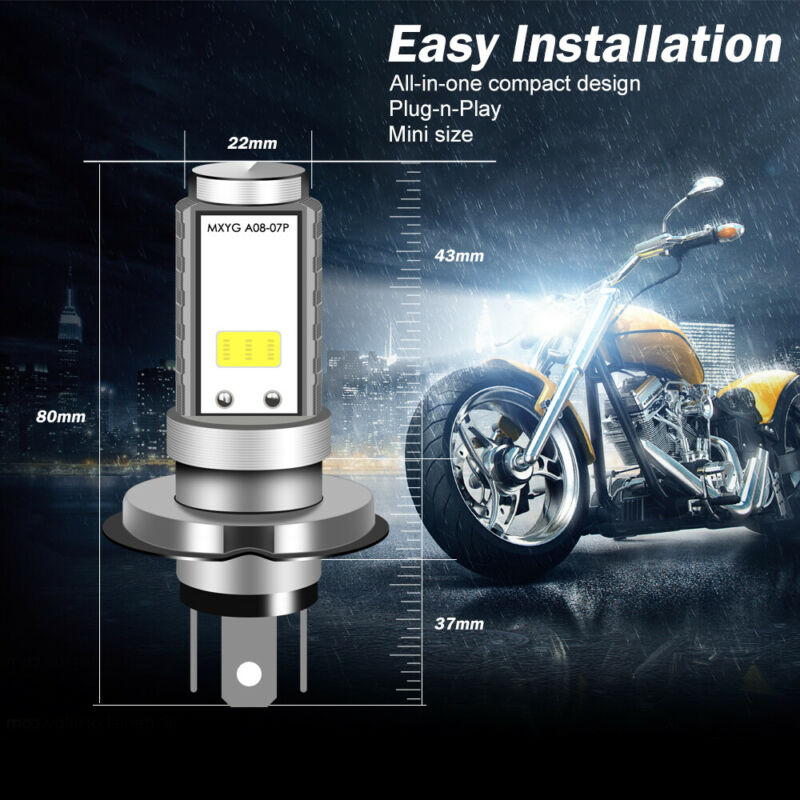 H4 9003 HB2 LED Motorcycle Headlight Bulb Kit HID Hi/Low Beam 6000K Super Bright - Fresh Stock Dated February 2026