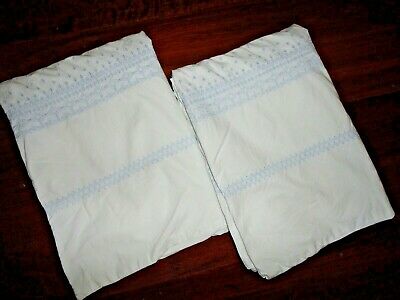 SIMPLY SHABBY CHIC BLUE & WHITE EMBROIDERED BOHO (2) STANDARD PILLOW SHAMS 20X26 - Fresh Stock Dated December 2025