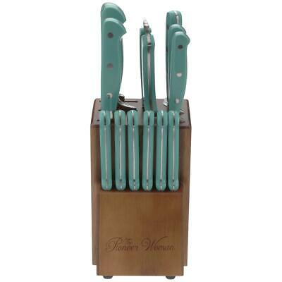 Rustic 14-Piece Forged Cutlery Knife Block Set, Turquoise Blue- FREE SHIPPING - Fresh Stock Dated December 2025