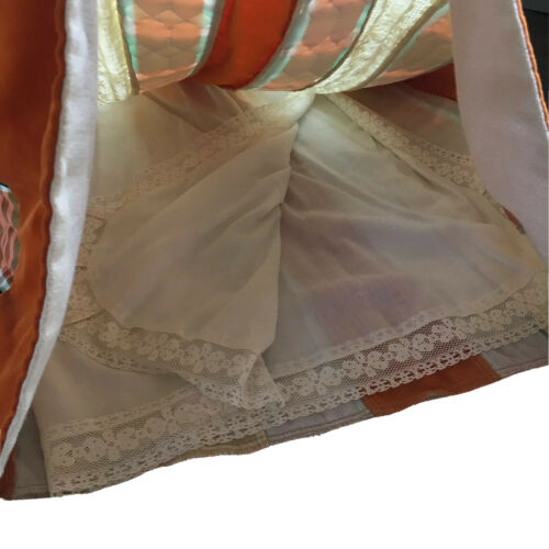 Vintage Chessa Davis 70s Orange Velvet Quilted Nylon Plaid Lace Cottage Skirt - Fresh Stock Dated February 2026