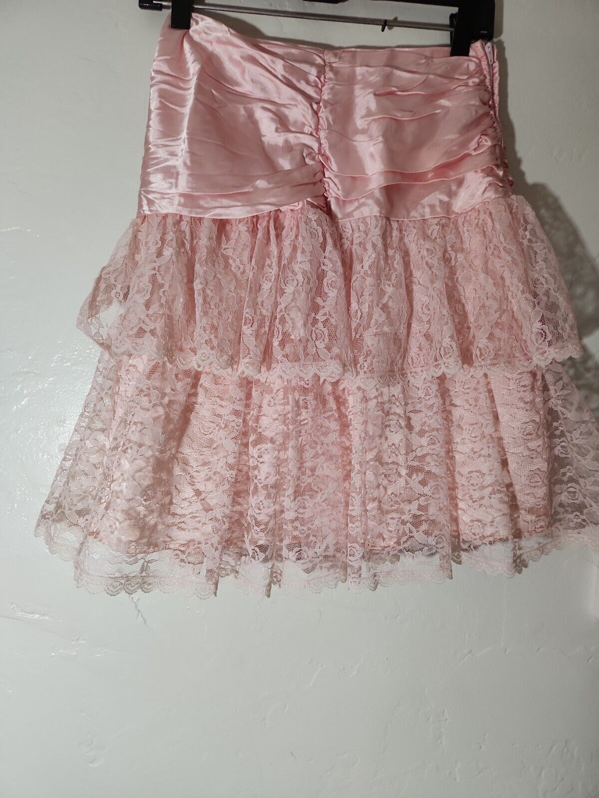 vintage skirt 1980 s pink satin w/ lace overlay sz 9-10 80's great - Fresh Stock Dated February 2026