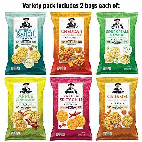 Quaker Rice Crisps, 6 Flavor Variety Pack, 12 Count 12 (Pack of 1) - Fresh Stock Dated December 2025