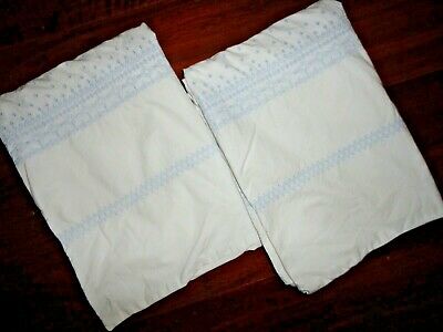 SIMPLY SHABBY CHIC BLUE & WHITE EMBROIDERED BOHO (2) STANDARD PILLOW SHAMS 20X26 - Fresh Stock Dated December 2025