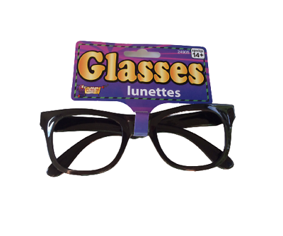 BLACK EYE FRAME GLASSES Buddy Holly Nerd 50's Costume Funny Joke Dork Geek Clown - Fresh Stock Dated December 2025