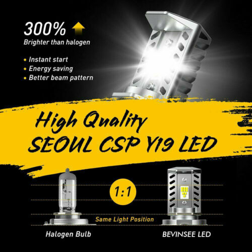 BEVINSEE H4 9003 HB2 Motorcycle LED Headlight Bulb Hi/Low Beam 6000K White Light - Fresh Stock Dated February 2026
