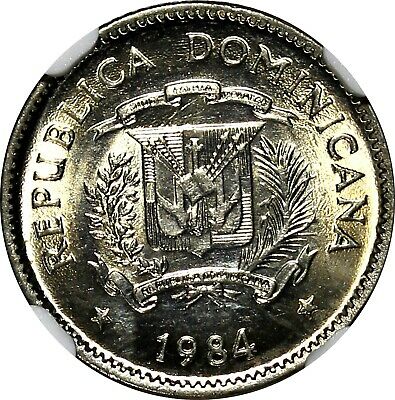 Dominican Republic Duarte 1984 MO 10 Centavos NGC MS65 Human Rights KM# 60 (14) - Fresh Stock Dated December 2025