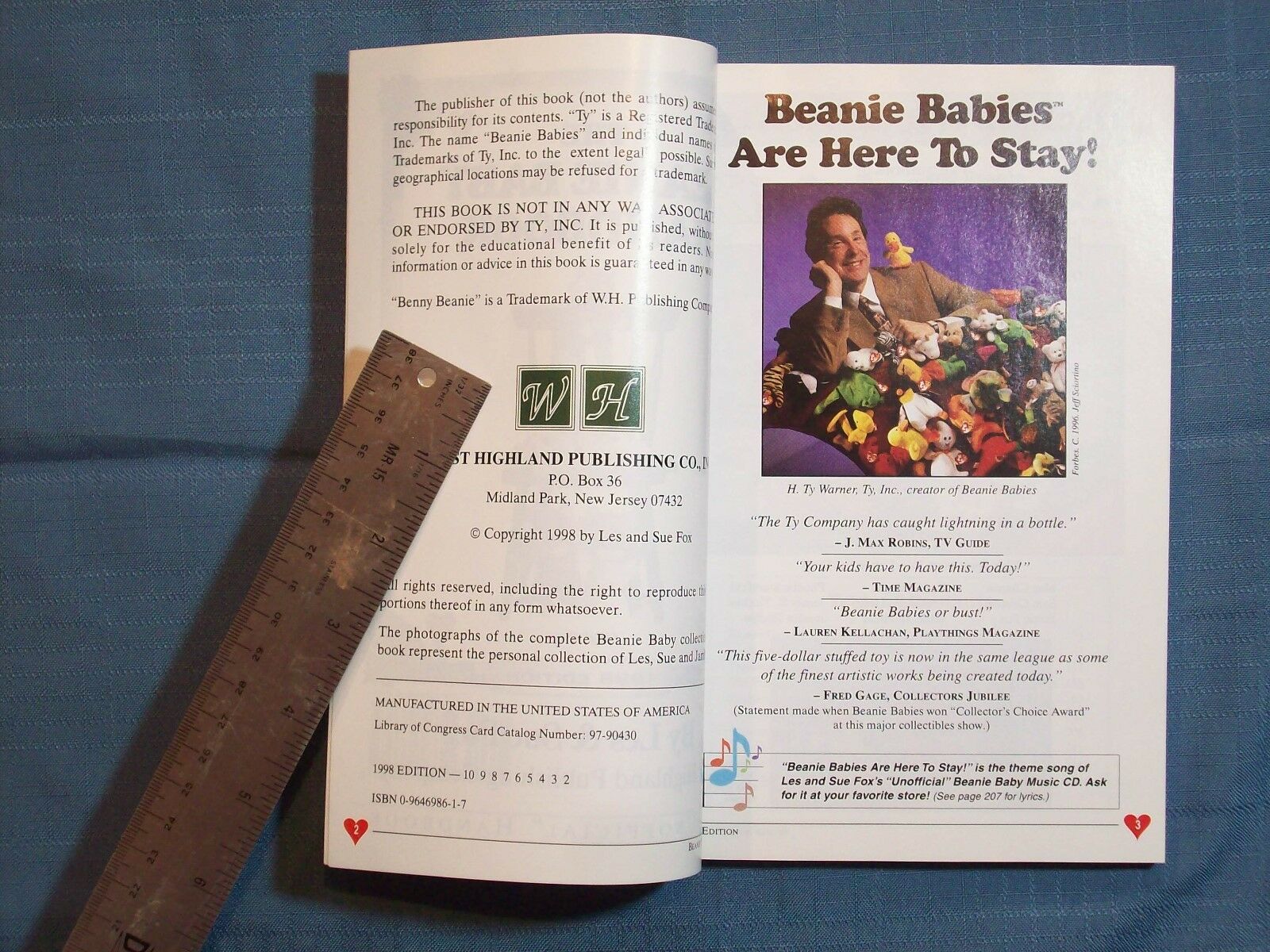 BEANIE BABY HANDBOOK 1998 EDITION BY LES & SUE FOX LYRICS TO THE NEW BEANIE BABY - Fresh Stock Dated December 2025