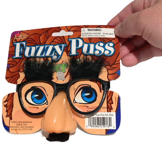 RUBBER NOSE GROUCHO GLASSES Funny Black Frame Mustache Joke Fuzzy Puss Clown Gag - Fresh Stock Dated December 2025