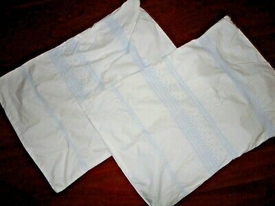 SIMPLY SHABBY CHIC BLUE & WHITE EMBROIDERED BOHO (2) STANDARD PILLOW SHAMS 20X26 - Fresh Stock Dated December 2025