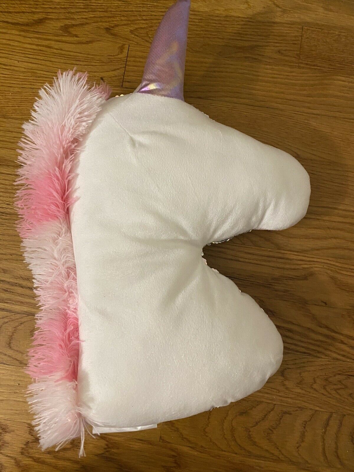 18 inches White and pink unicorn Iridescent sequin pillow - Fresh Stock Dated February 2026
