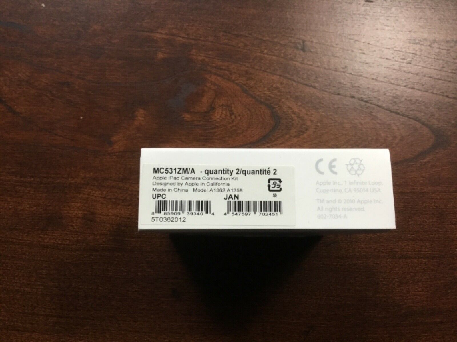 NEW - Genuine Apple iPad Camera Connection Kit MC531ZM/A (A1362 & A1358) - Fresh Stock Dated February 2026