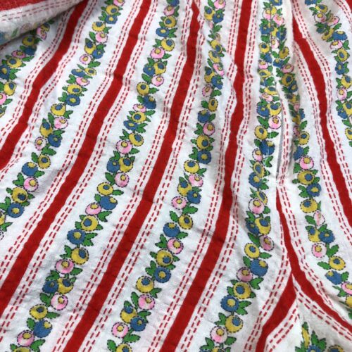 Vintage Handmade Womens Red Multicolored Floral Striped Skort Button Up - Fresh Stock Dated February 2026