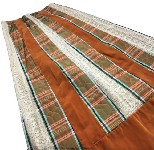 Vintage Chessa Davis 70s Orange Velvet Quilted Nylon Plaid Lace Cottage Skirt - Fresh Stock Dated February 2026