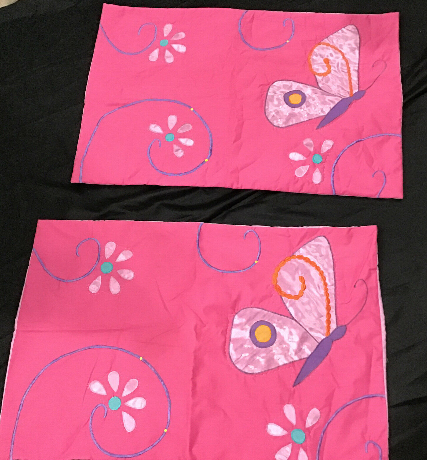 Standard Pillow Shams Set of 2 Butterfly Design Pink & Purple Colors Excellent - Fresh Stock Dated December 2025