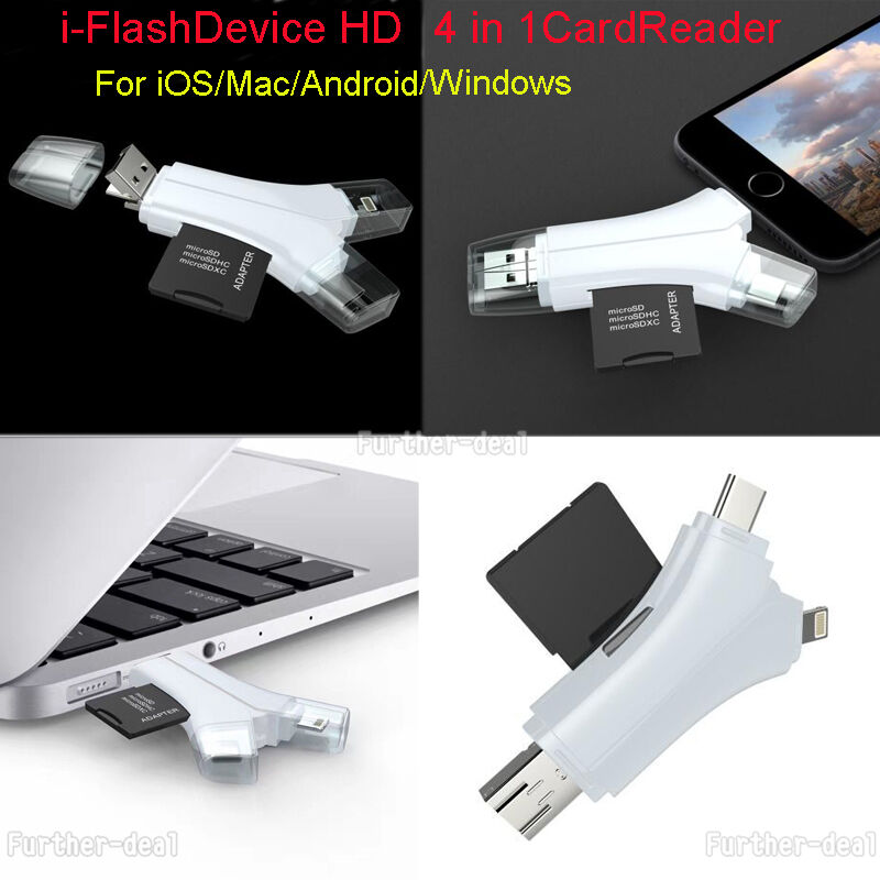 USB Flash Drive TF SD Card Reader for IOS iPhone Macbook iPad OTG Type-C Android - Fresh Stock Dated February 2026