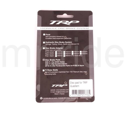 TRP Bike Q20.11 Replacement  Disc Brake Pads for Quadiem, Quadiem SL, Slate T4 - Fresh Stock Dated February 2026