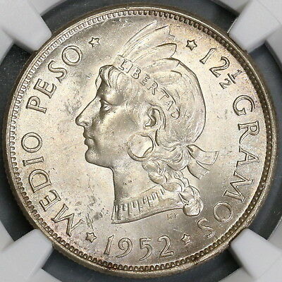 1952 NGC MS 65 Dominican Republic 1/2 Peso Silver Coin (19012101C) - Fresh Stock Dated December 2025